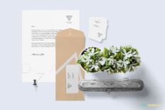 Elegant Stationery Mockup with Floral Accents