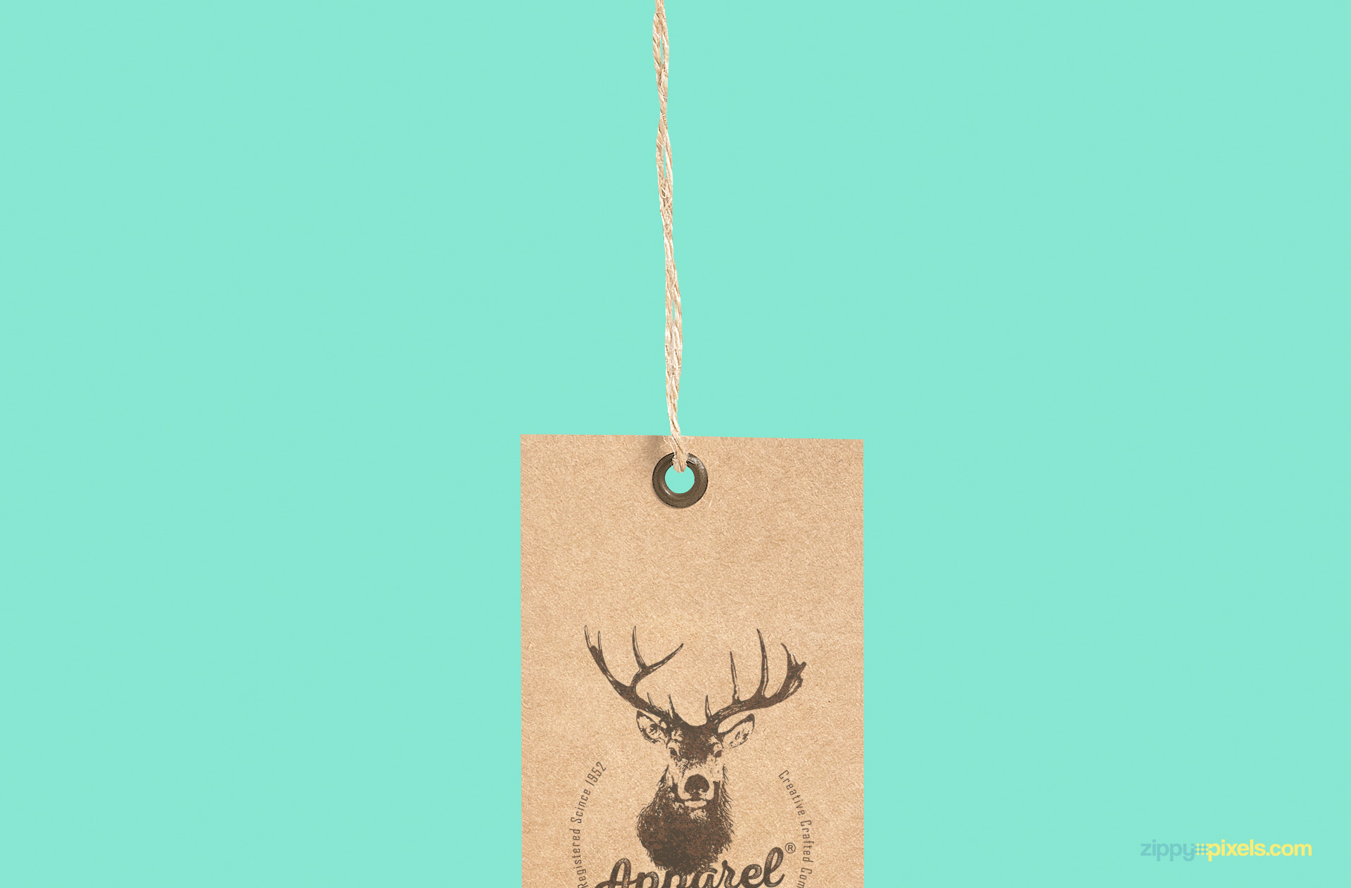 free t shirt hang tag mockup with customizable punch hole