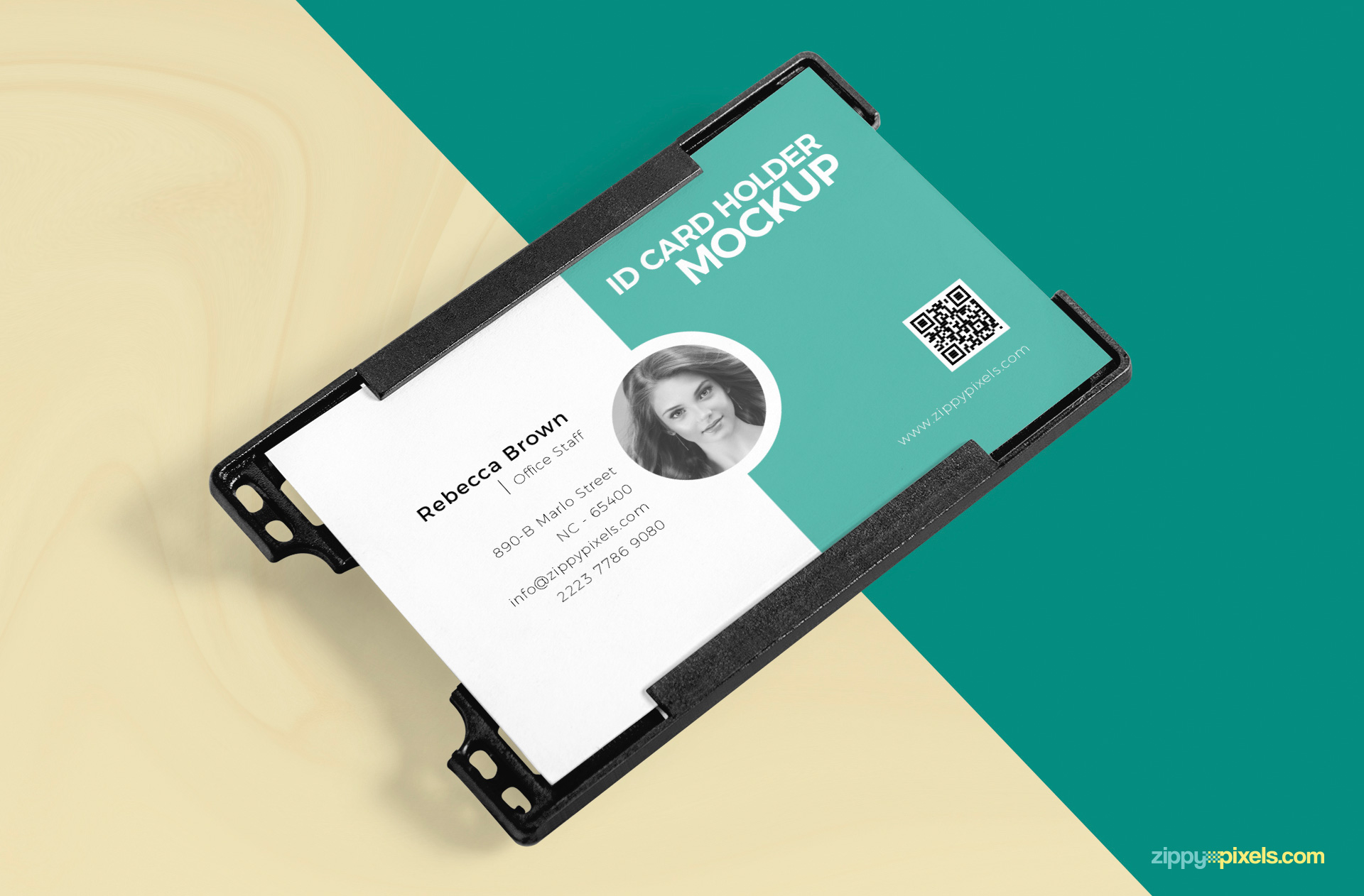 Id card badge holder mockup in high res