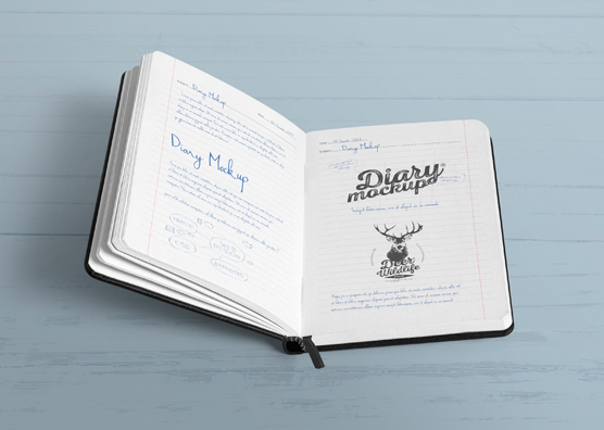 Free Open Diary Mockup