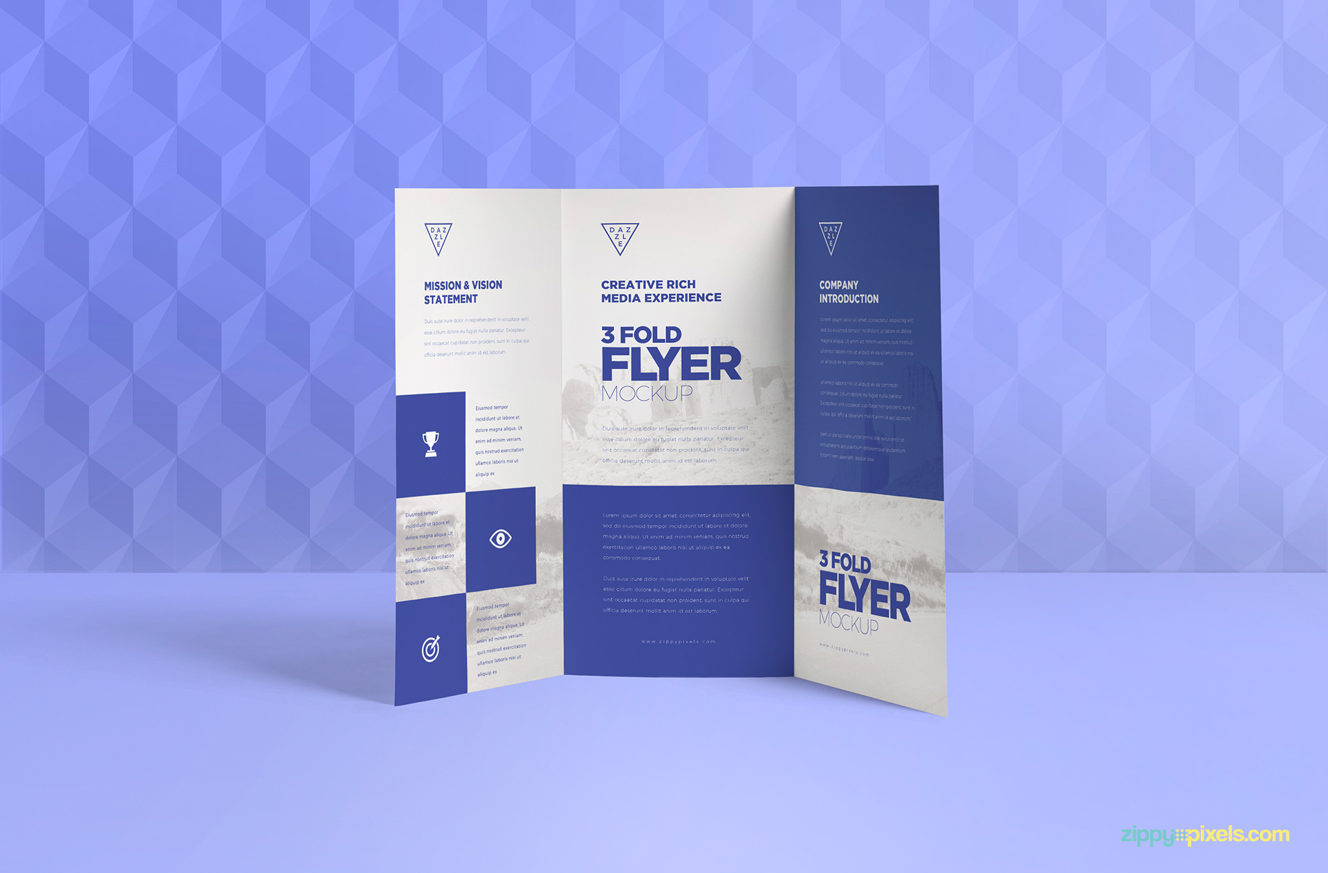 Inner designs of this 3 fold brochure mockup can be replaced with your designs.
