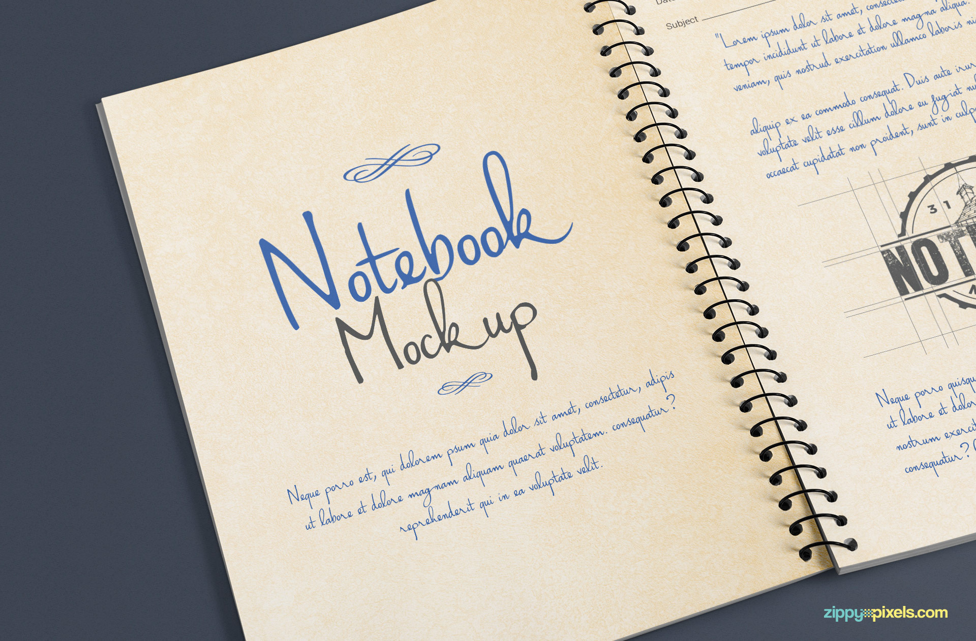 Use smart object option to place your design in this journal mockup.