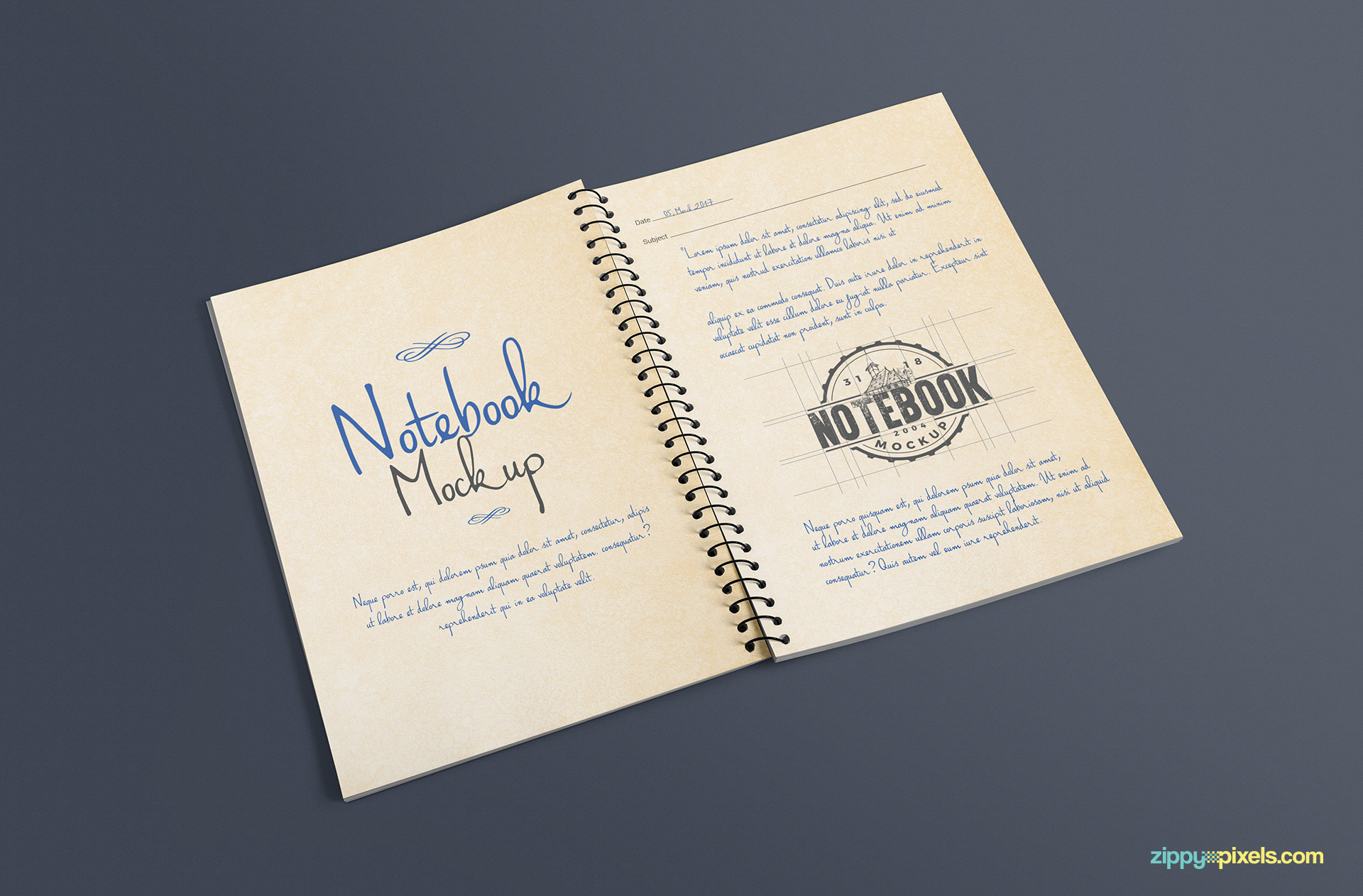 Full view of this open journal mockup PSD.