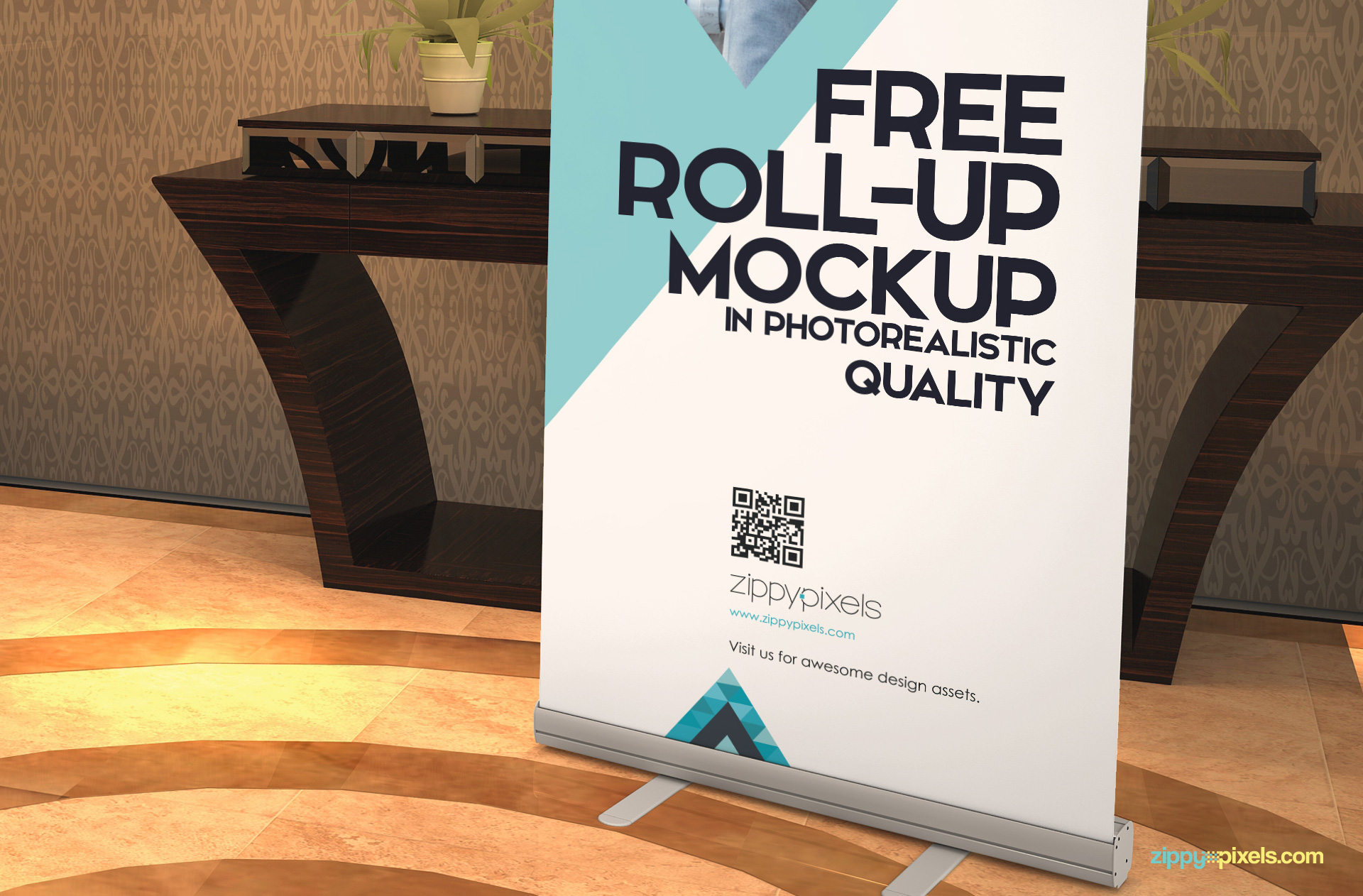 Download Free Roll Up Banner Mockup | ZippyPixels