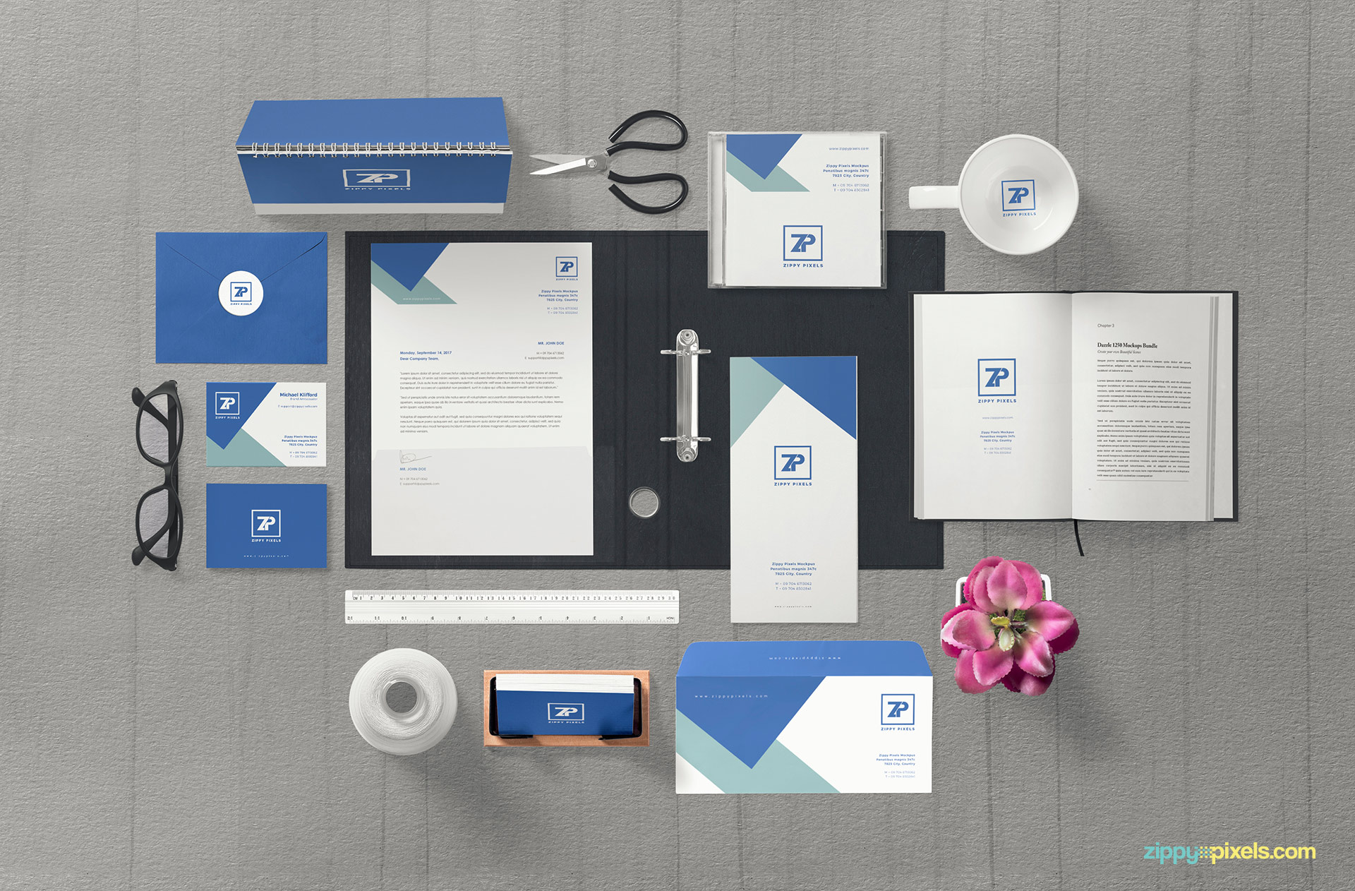 Download Free Impressive Corporate Identity Mockup Scene Zippypixels