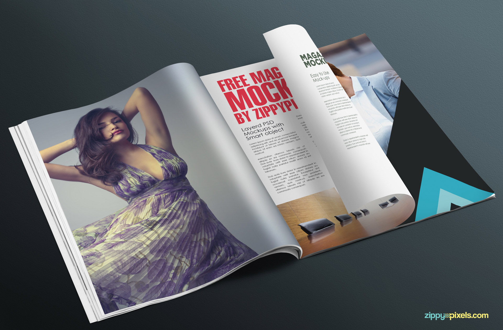 Download Free Photorealistic Magazine Page Mockup | ZippyPixels