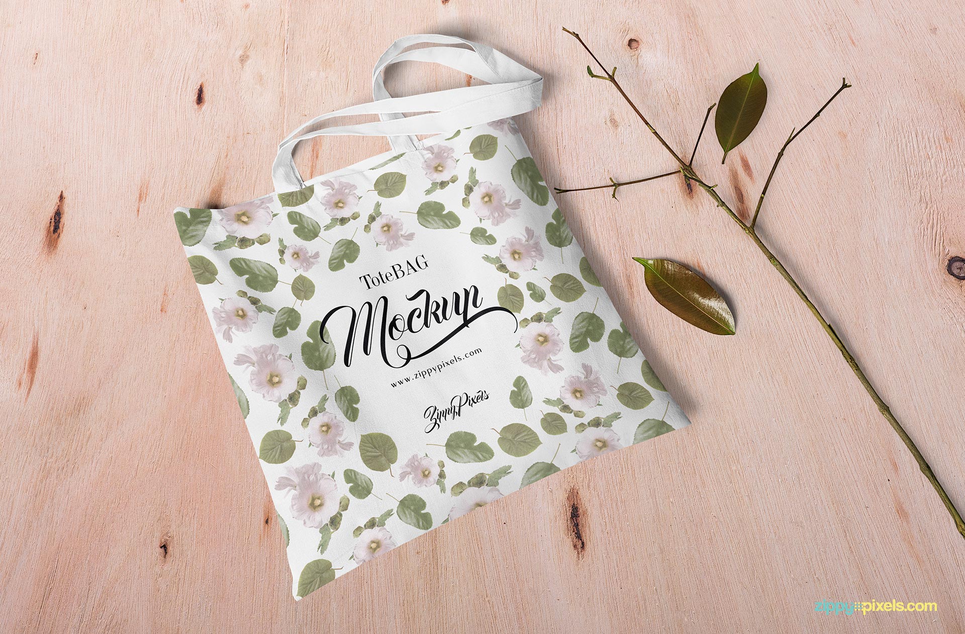 Free canvas bag mockup with an old wooden background.