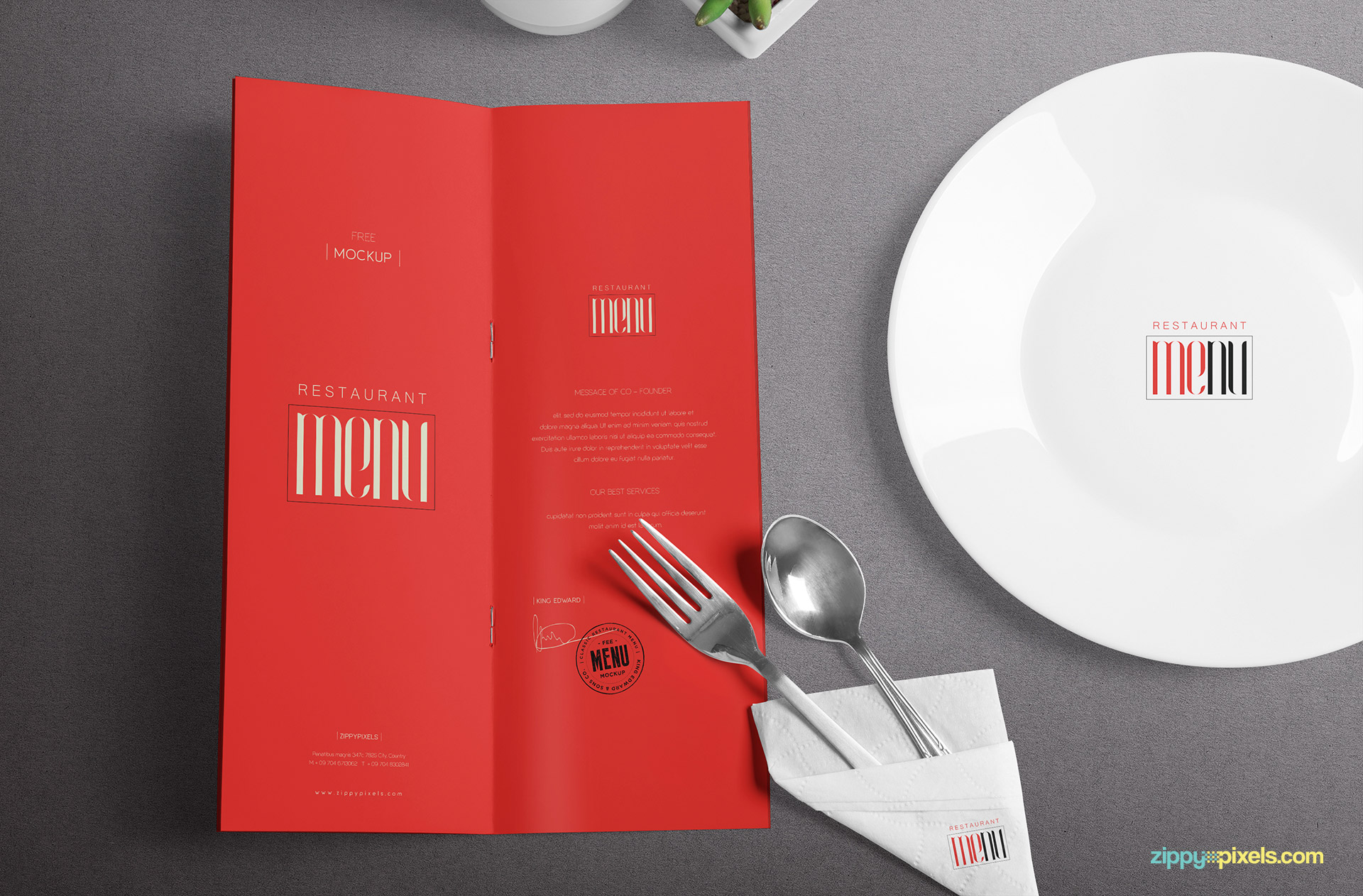 Download Free Sophisticated Menu Mockup | ZippyPixels PSD Mockup Templates