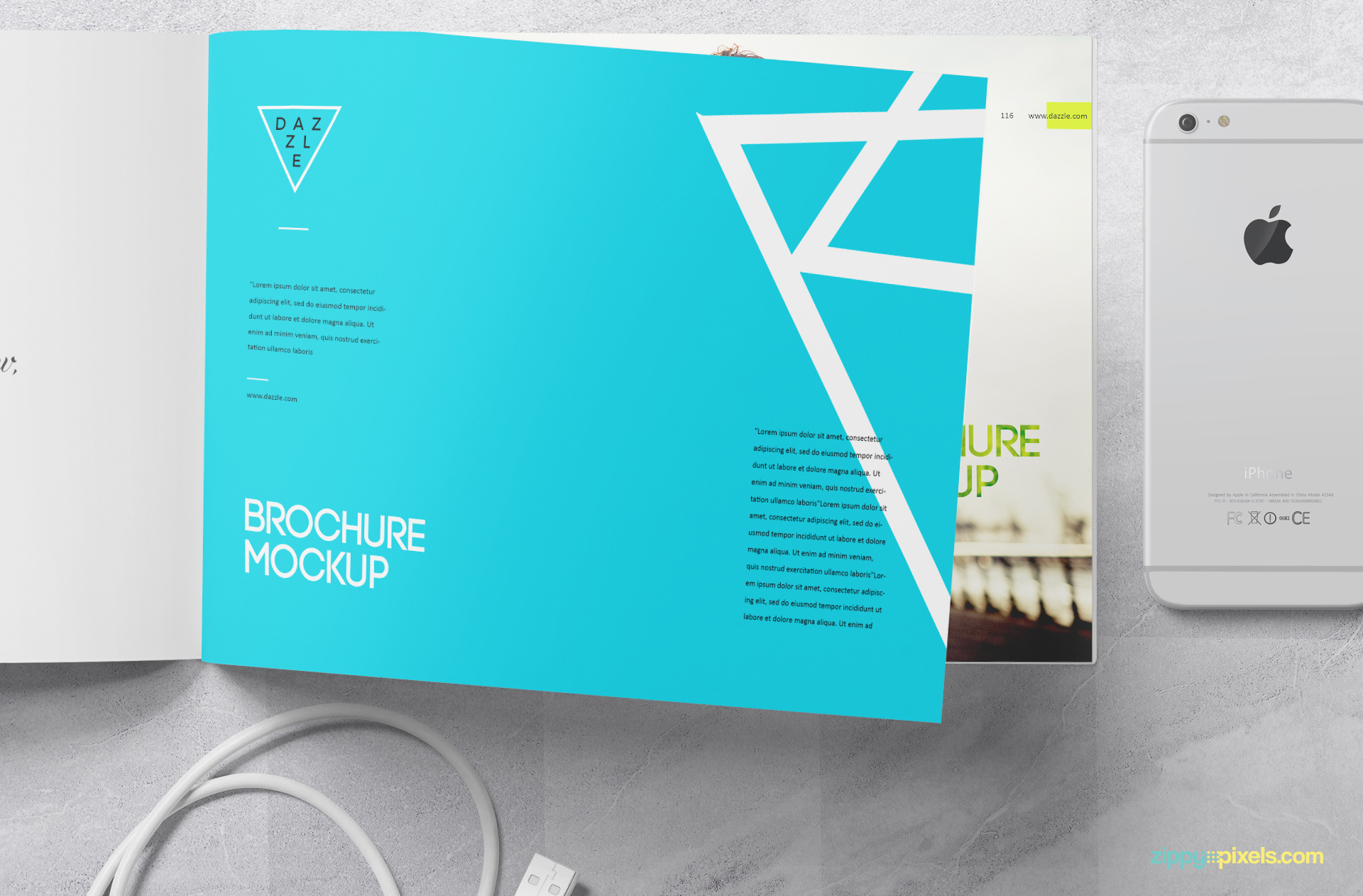 Beautiful pages of an open brochure mockup.