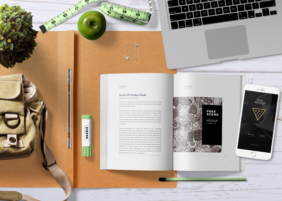 Free Attractive Book Mock Up Scene