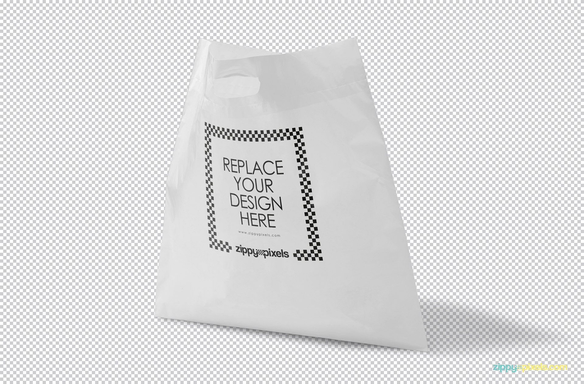 Use Photoshop to replace the design of this bag mockup.