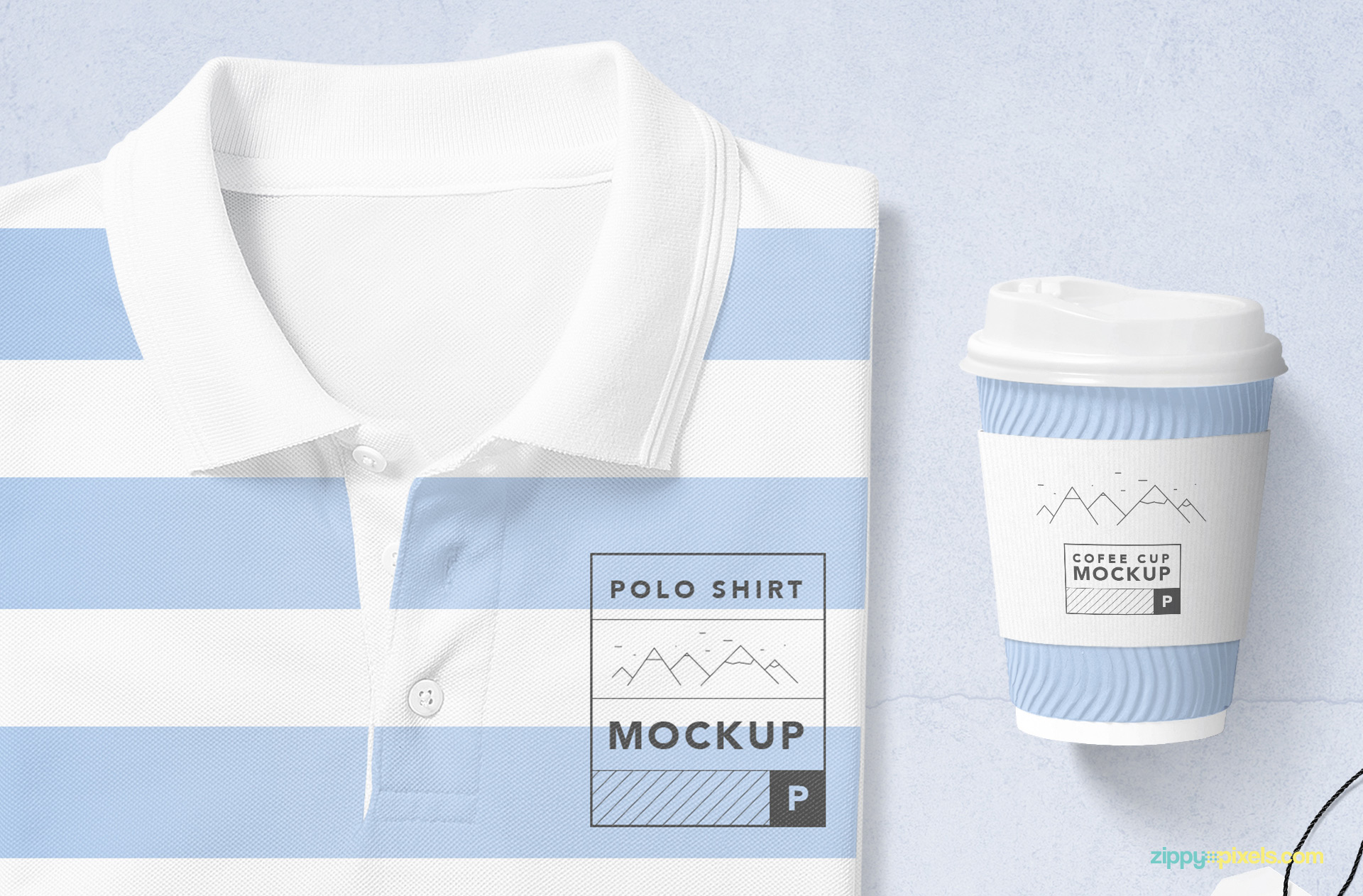 Cup is placed beside collar t-shirt.