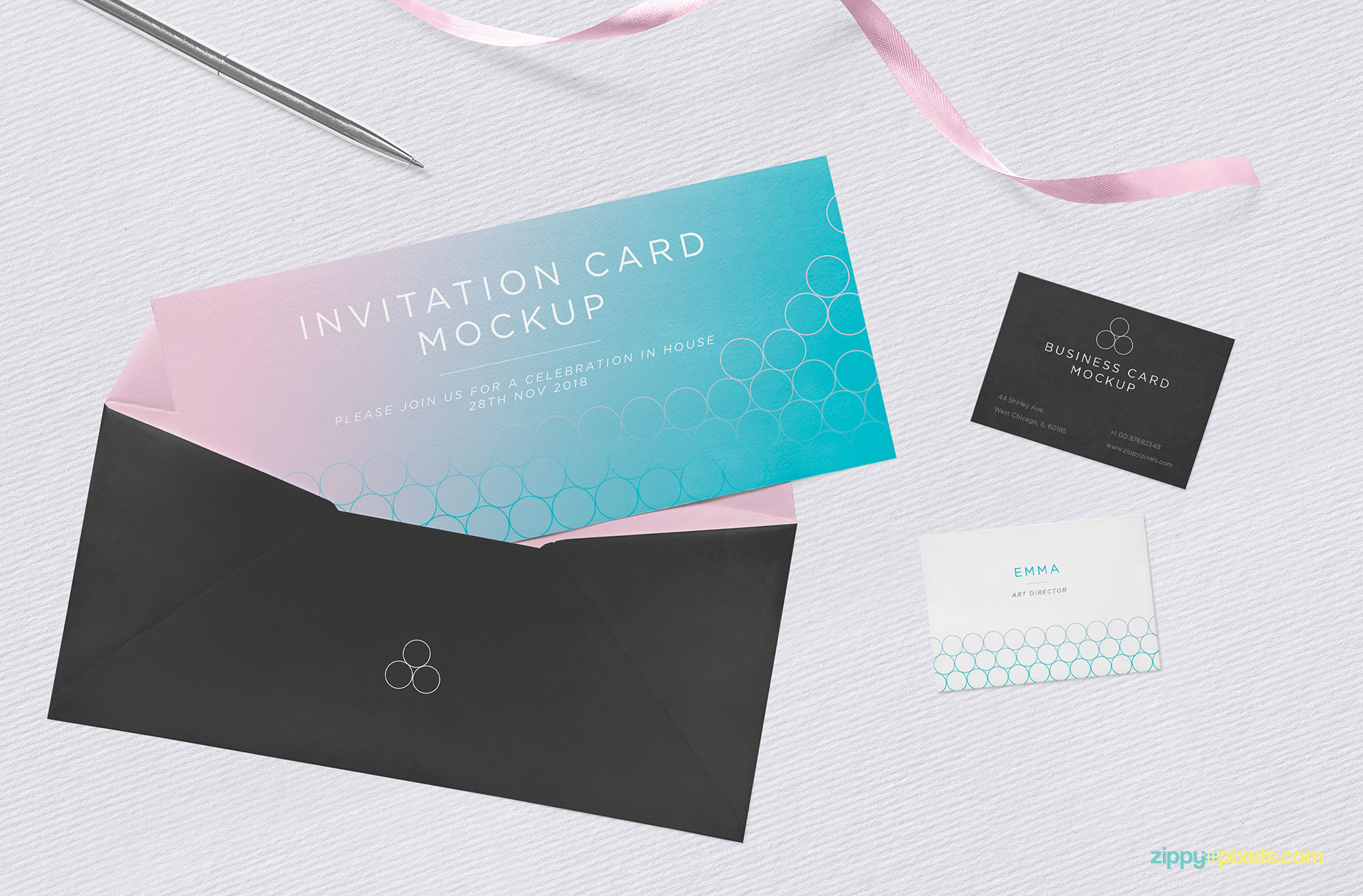 Free Invitation Mockup Psd Zippypixels