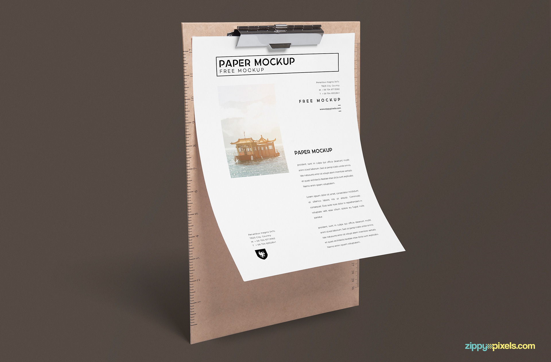 Free paper mockup in standing position.