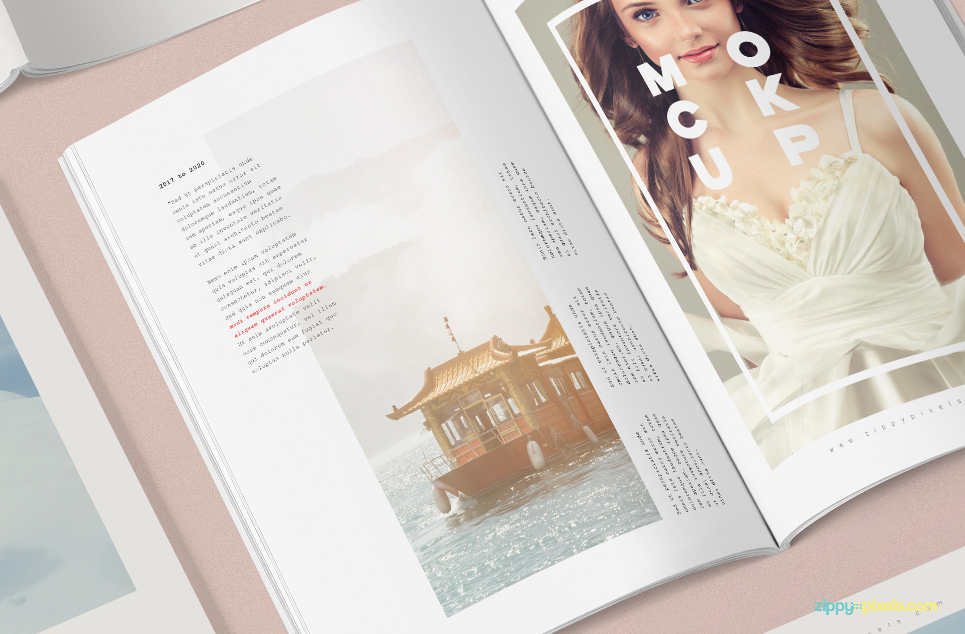 Internal pages of magazine mockup template.