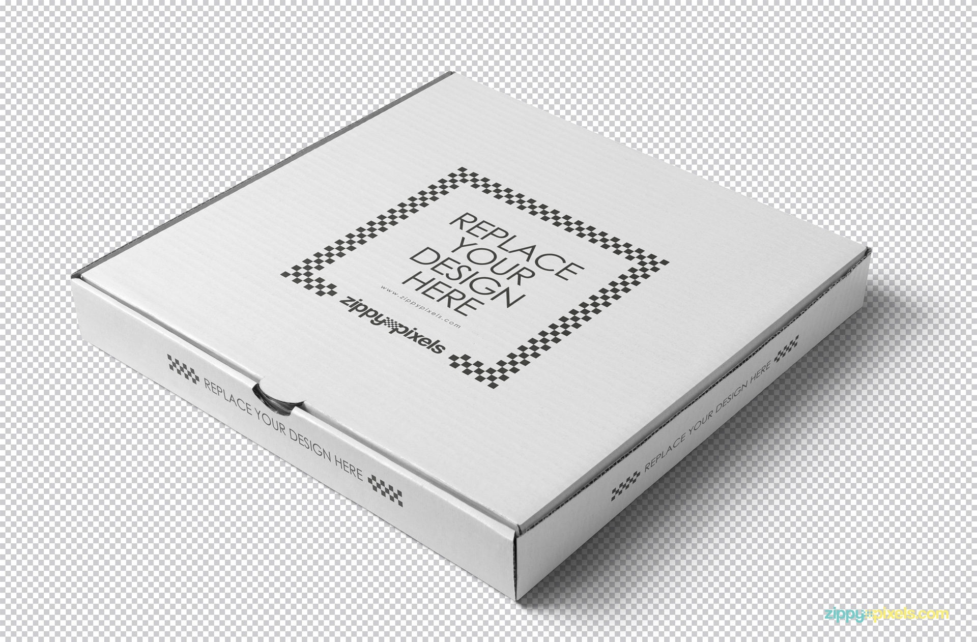 Use smart object option in Photoshop to place your designs in this plain pizza box.