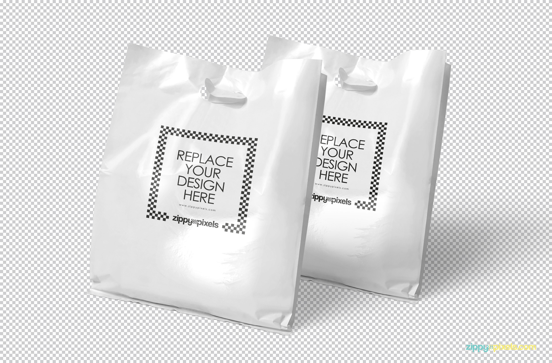PSD of two plain white bags placed on greyscale.