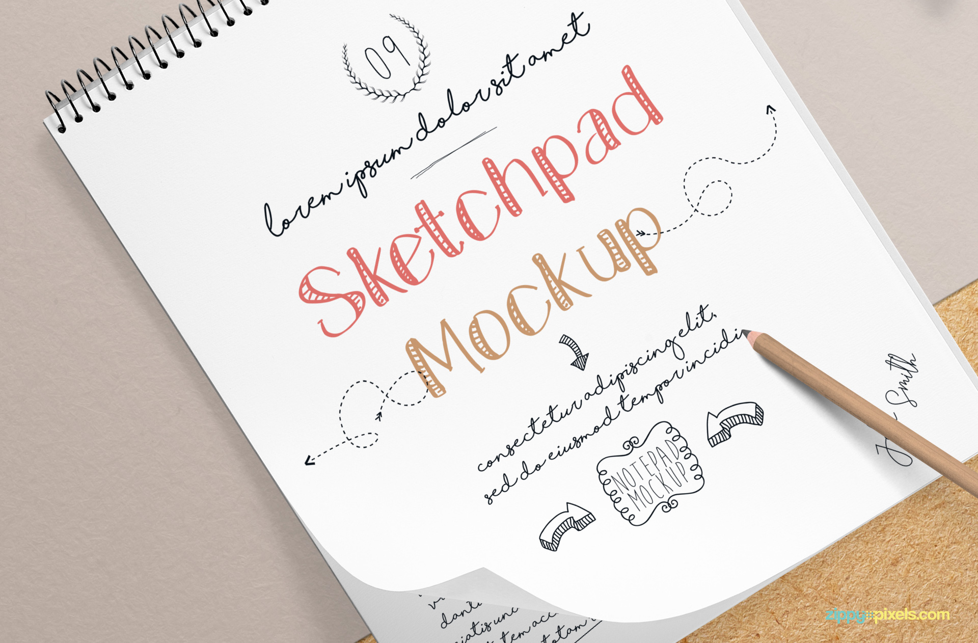 Free Sketchbook MockUp Template