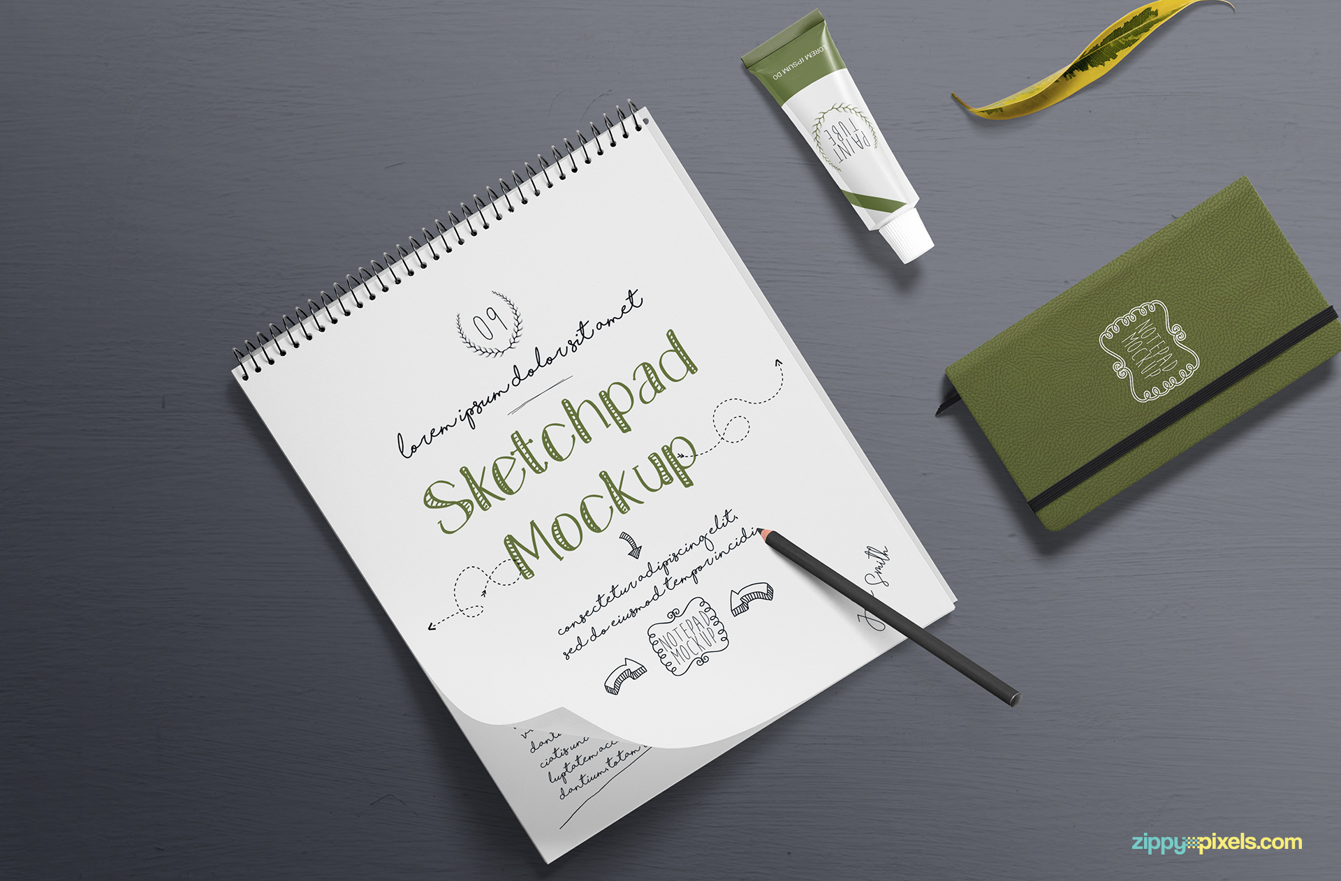 Free Realistic Sketchbook Mockup  ZippyPixels