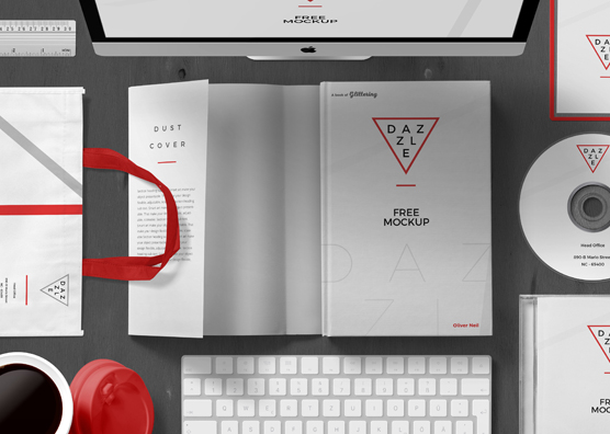 Free Book Cover Mockup Scene