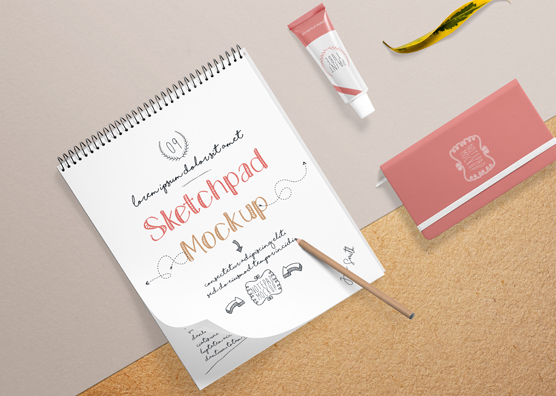 Free Realistic Sketchbook Mockup