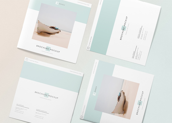 Free Square Brochure Mockup Scene