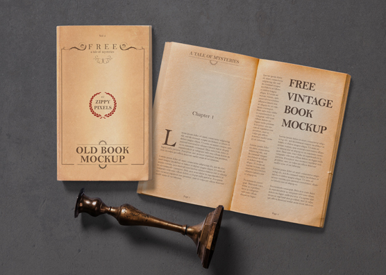 Download Free Vintage Book Mockup | ZippyPixels