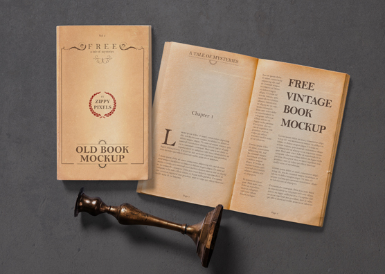 Download Free Vintage Book Mockup Zippypixels PSD Mockup Templates