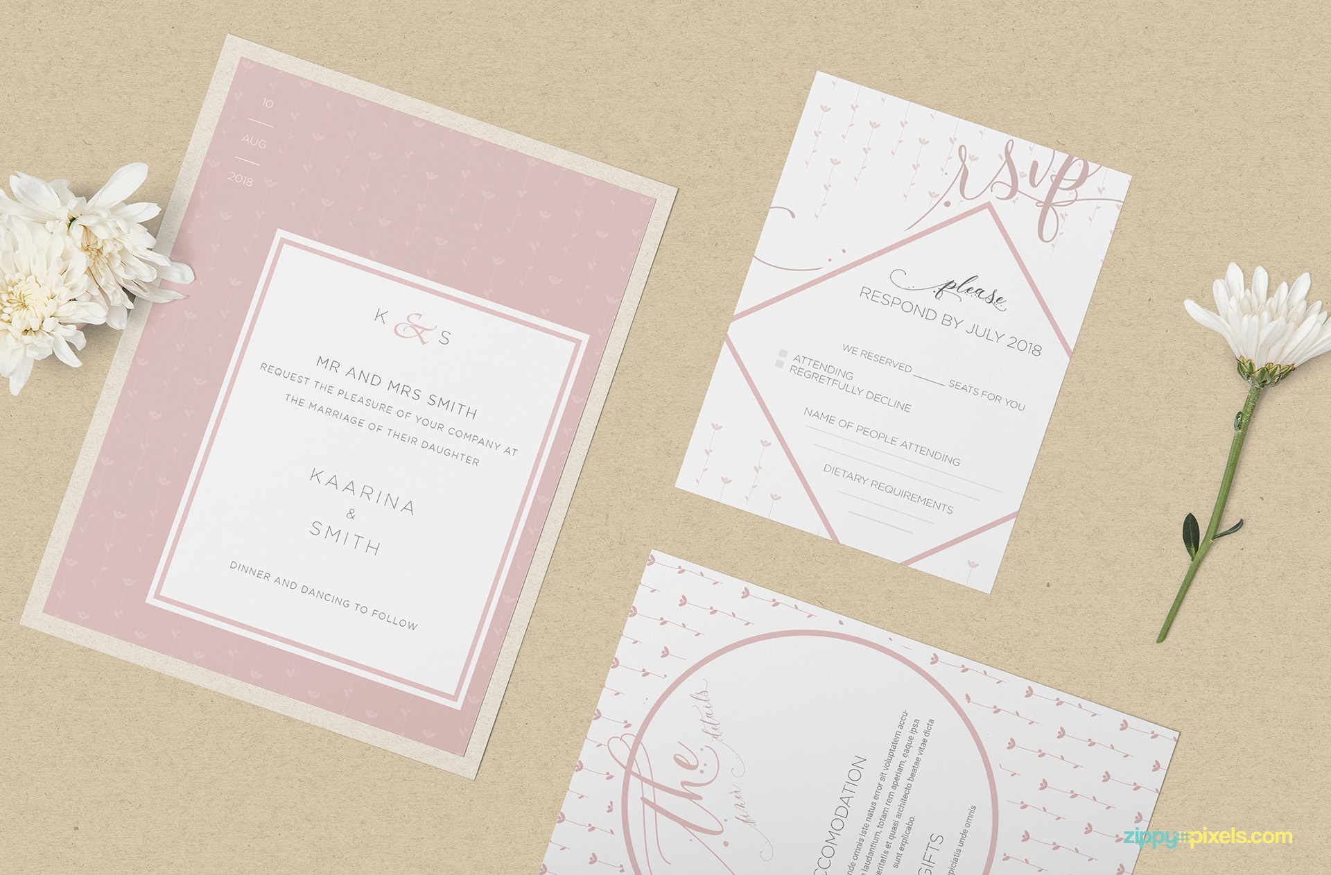 Download Wedding Invitation Mockup Psd Free Zippypixels PSD Mockup Templates