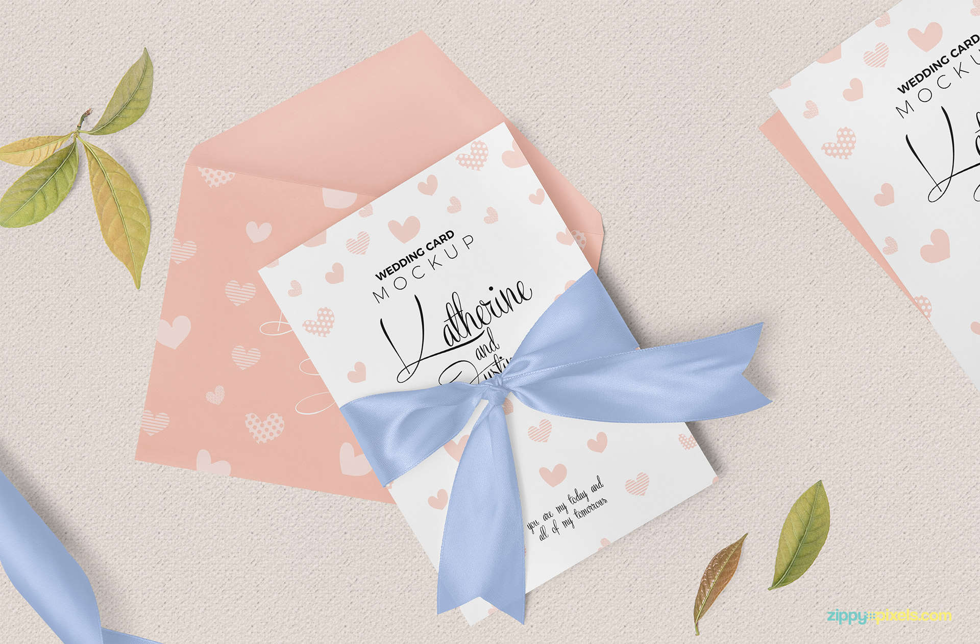 Wedding invitation mockup free PSD.