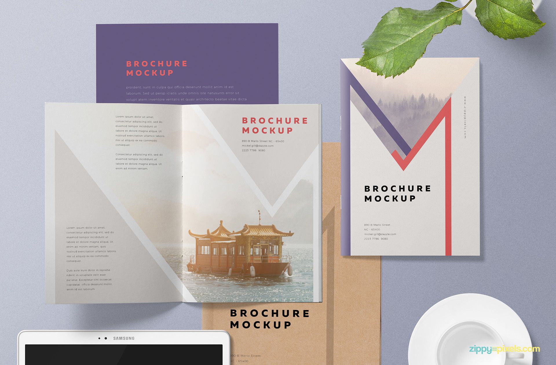 Download Free A5 Brochure Mockup Psd Zippypixels PSD Mockup Templates