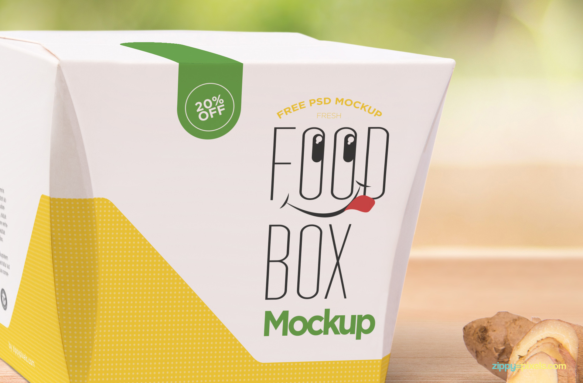 Zoom in view of the lunch box mockup.
