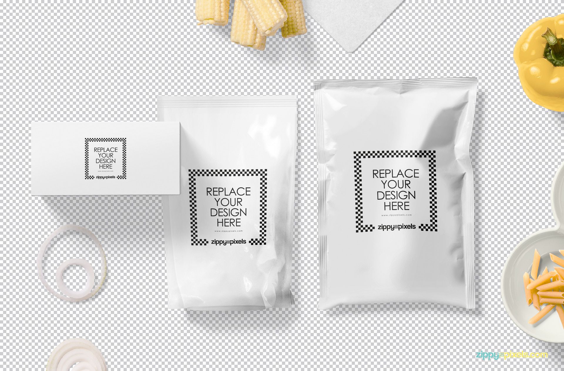 Plain packaging items placed on greyscale background.