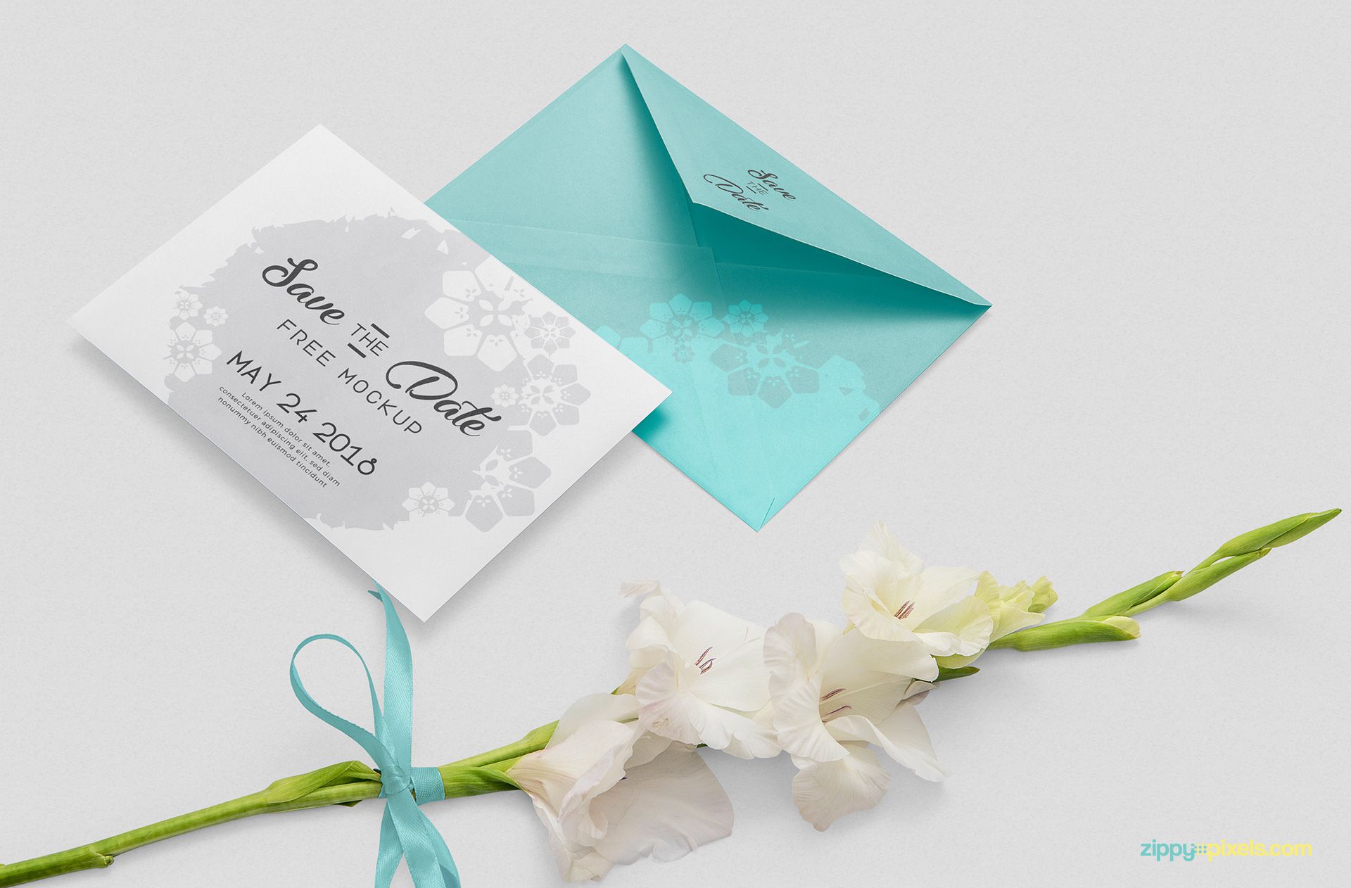 Floral save the date mockup.