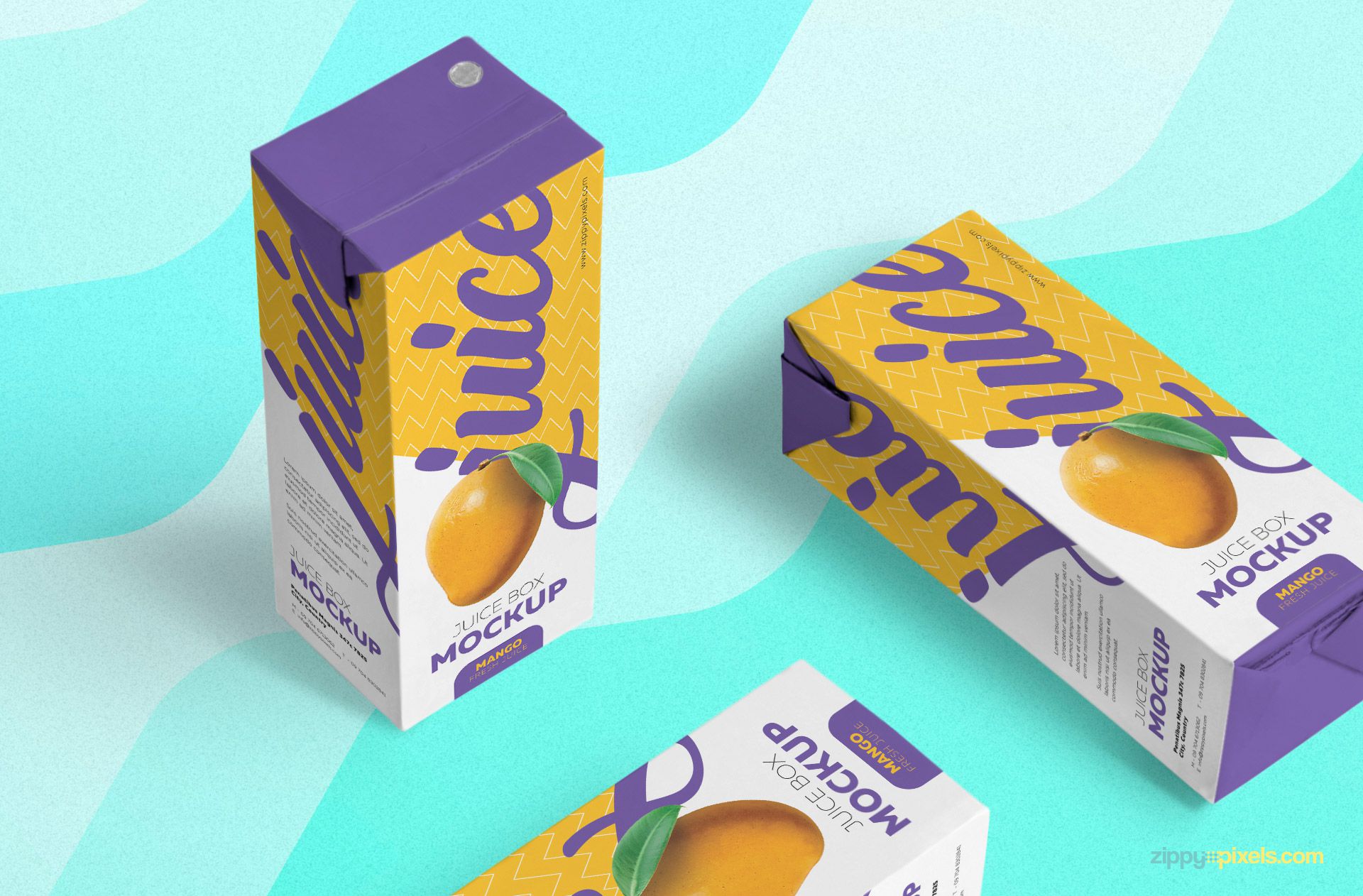 Juice box mockup in standing position.