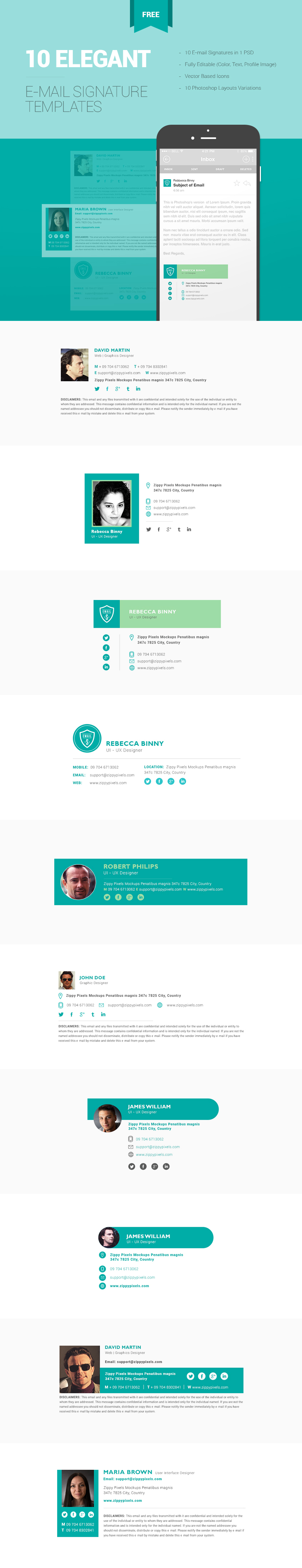 10 Free Email Signature Templates In One PSD | ZippyPixels