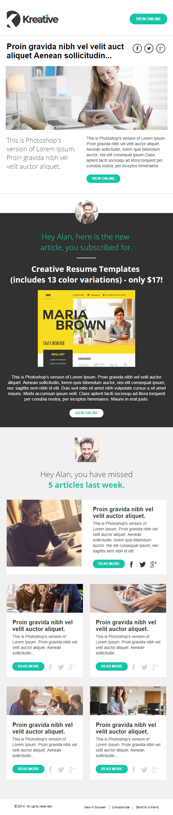 Kreative - Free Newsletter Template