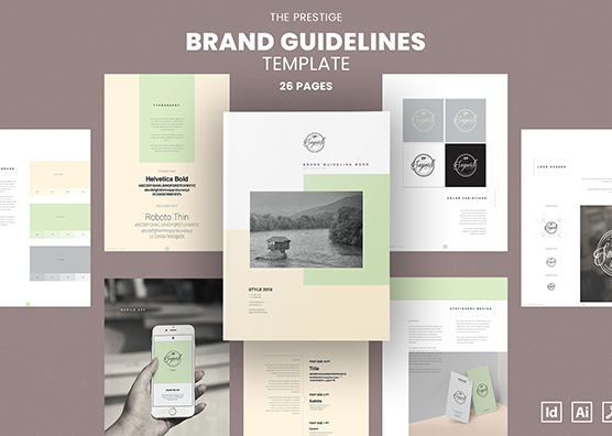 The Prestige – Brand Manual Template (Adobe InDesign, Adobe Illustrator & Adobe PDF)