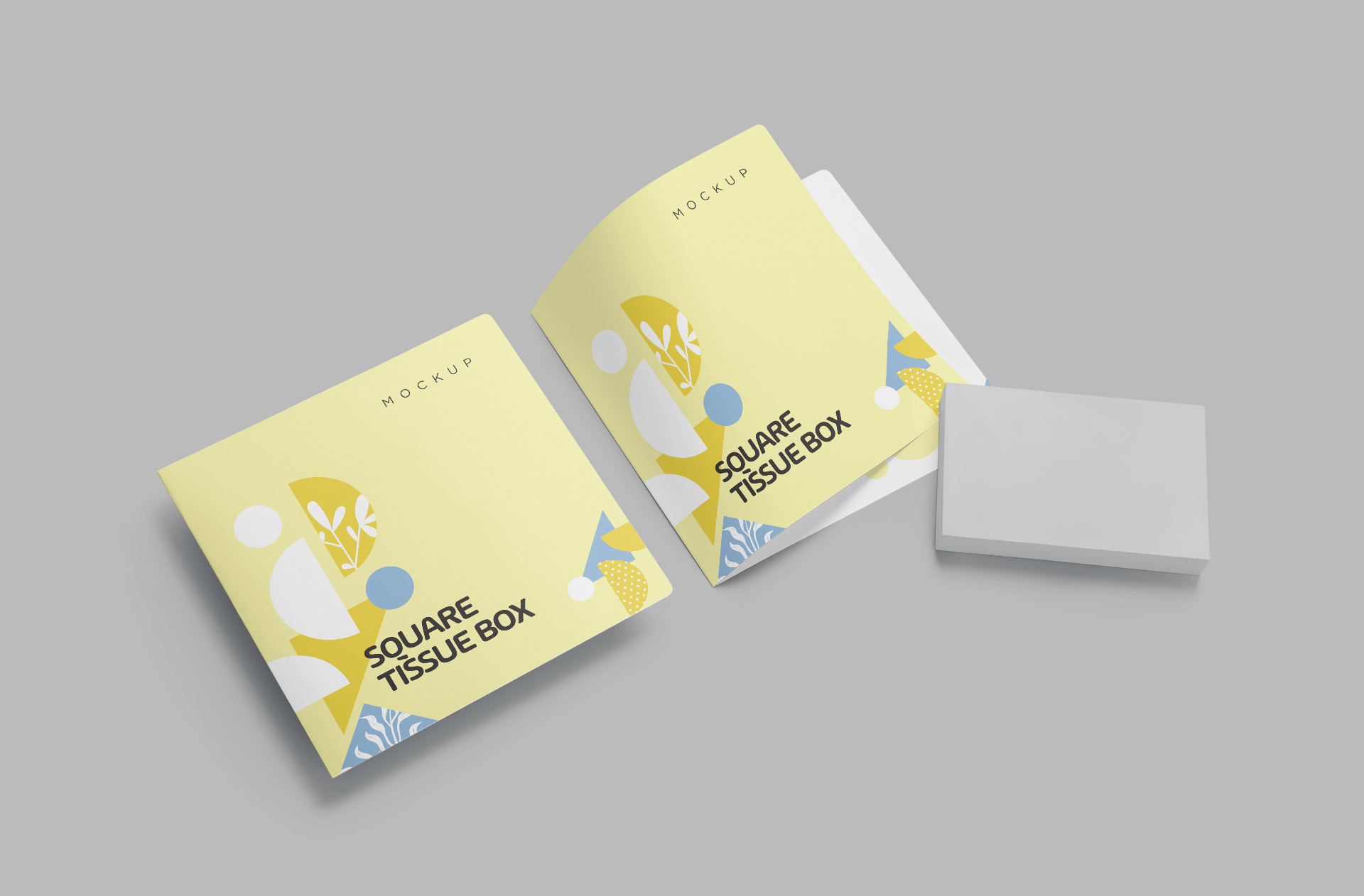 Square Tissue Box Mockup – Multiple Design Display