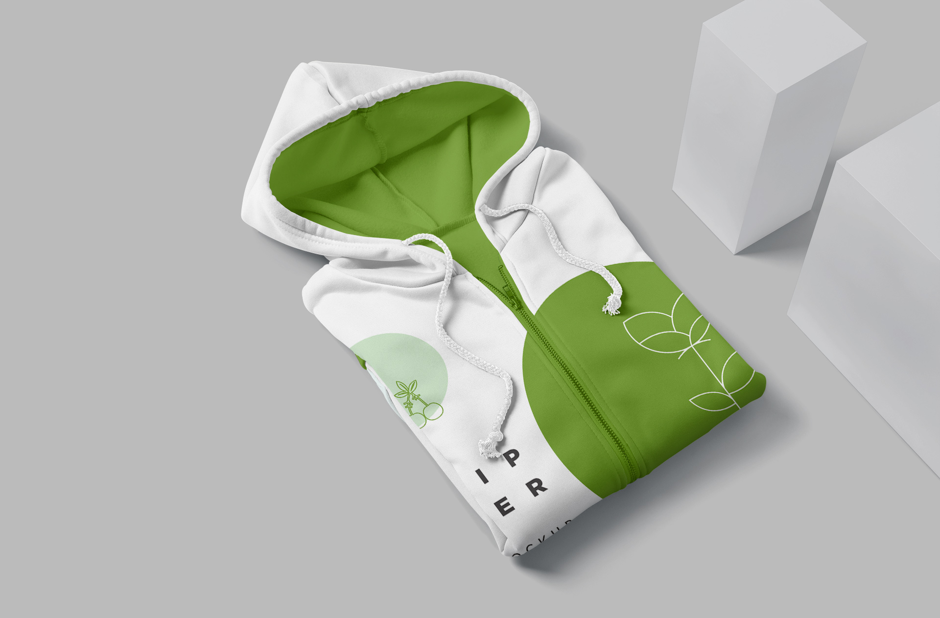 Zipper Hoodie Mockup – Folded Design Display