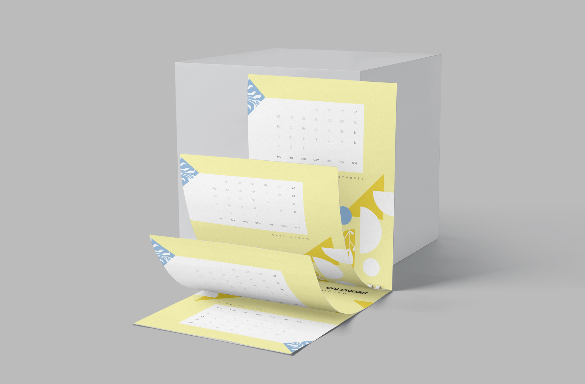 Folded Wall Calendar Mockup – Realistic Design