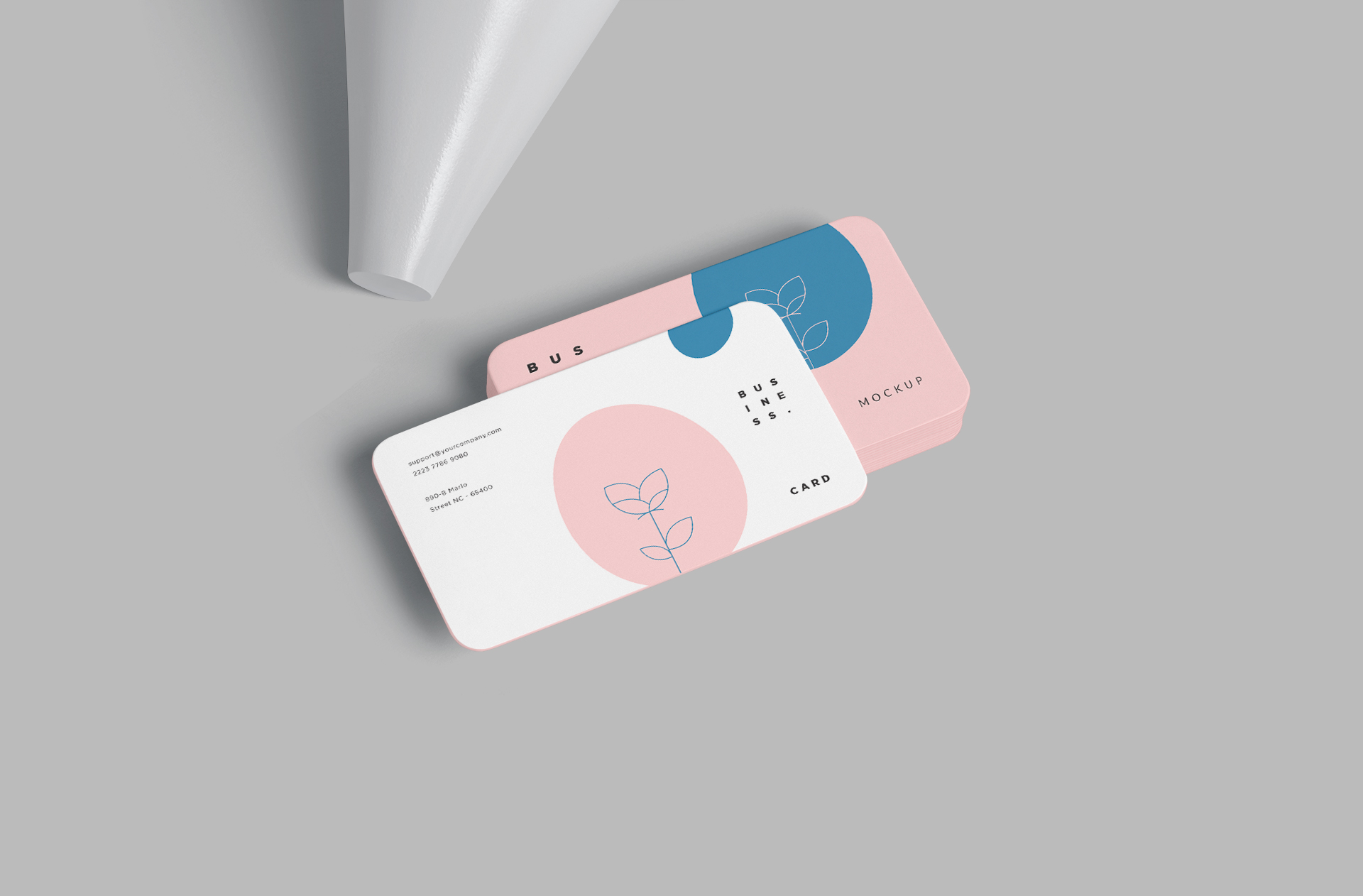 Elegant Business Card Mockup with Rounded Corners