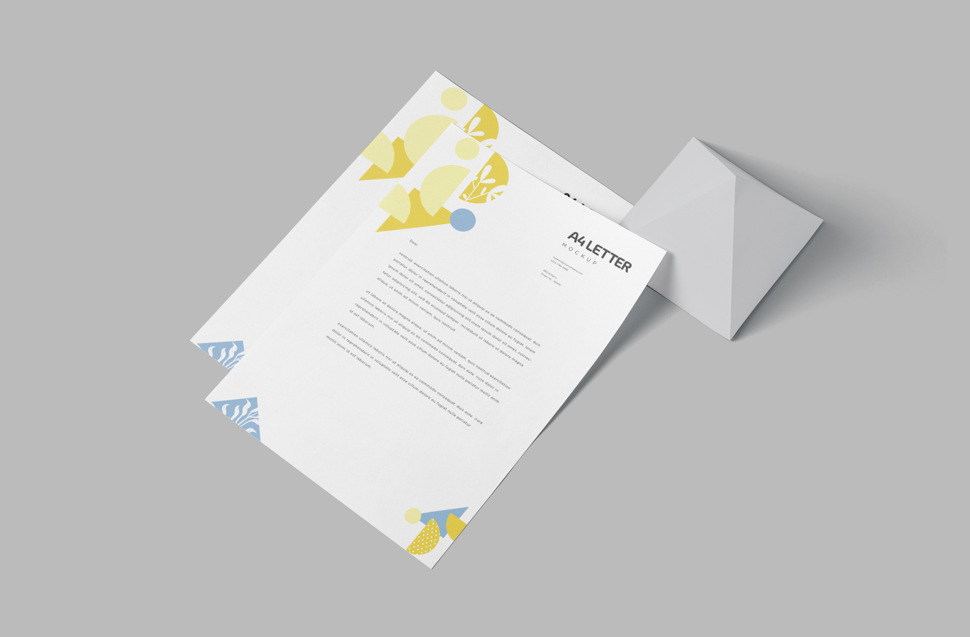 Customizable A4 Letterhead Mockup with Envelope