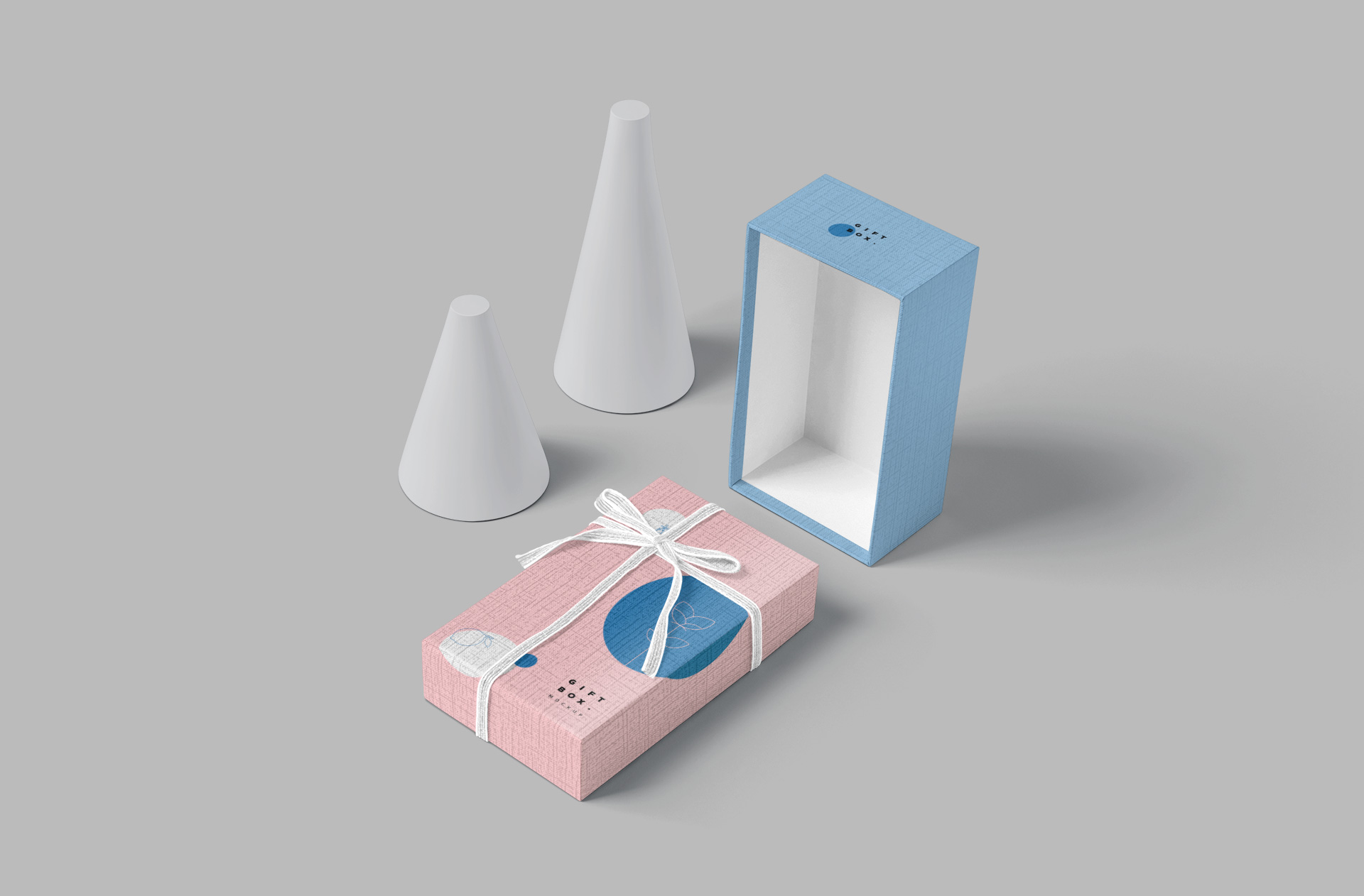 Luxury Packaging Gift Box Mockup with Ribbon