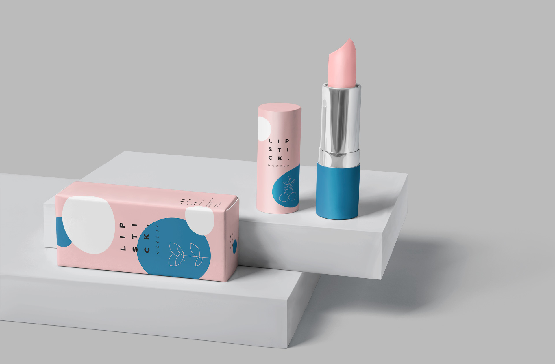 Realistic Lipstick Packaging Mockup with Custom Design