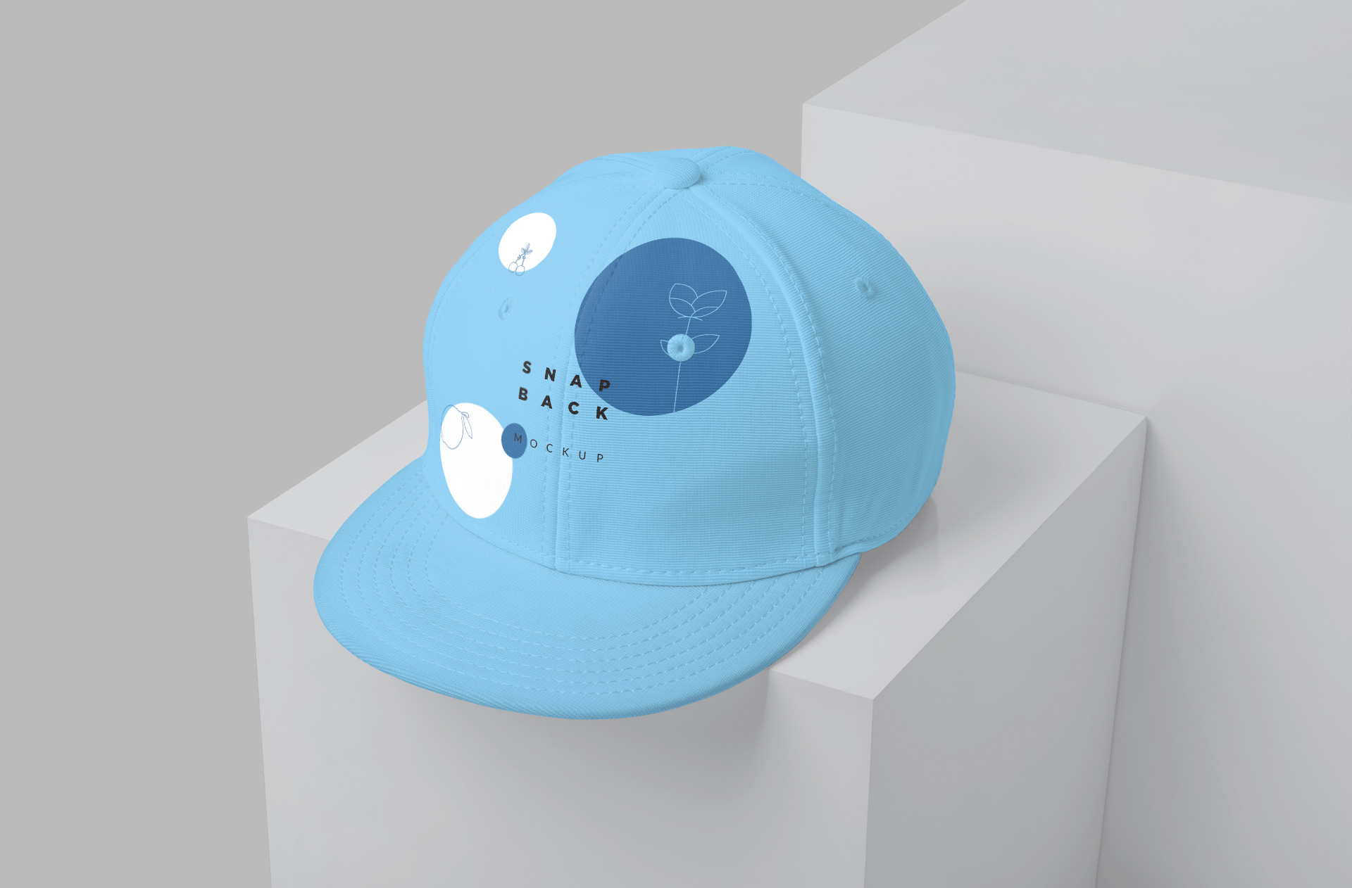 Realistic Snapback Cap Mockup with Customizable Design