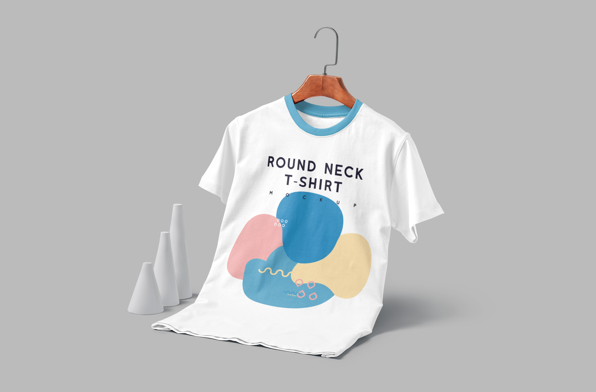 Realistic Round Neck T-Shirt Mockup with Hanger