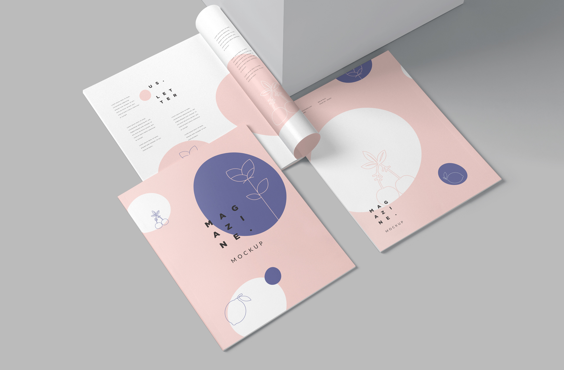 Flat Lay A4 Magazine Mockup with Folded Cover