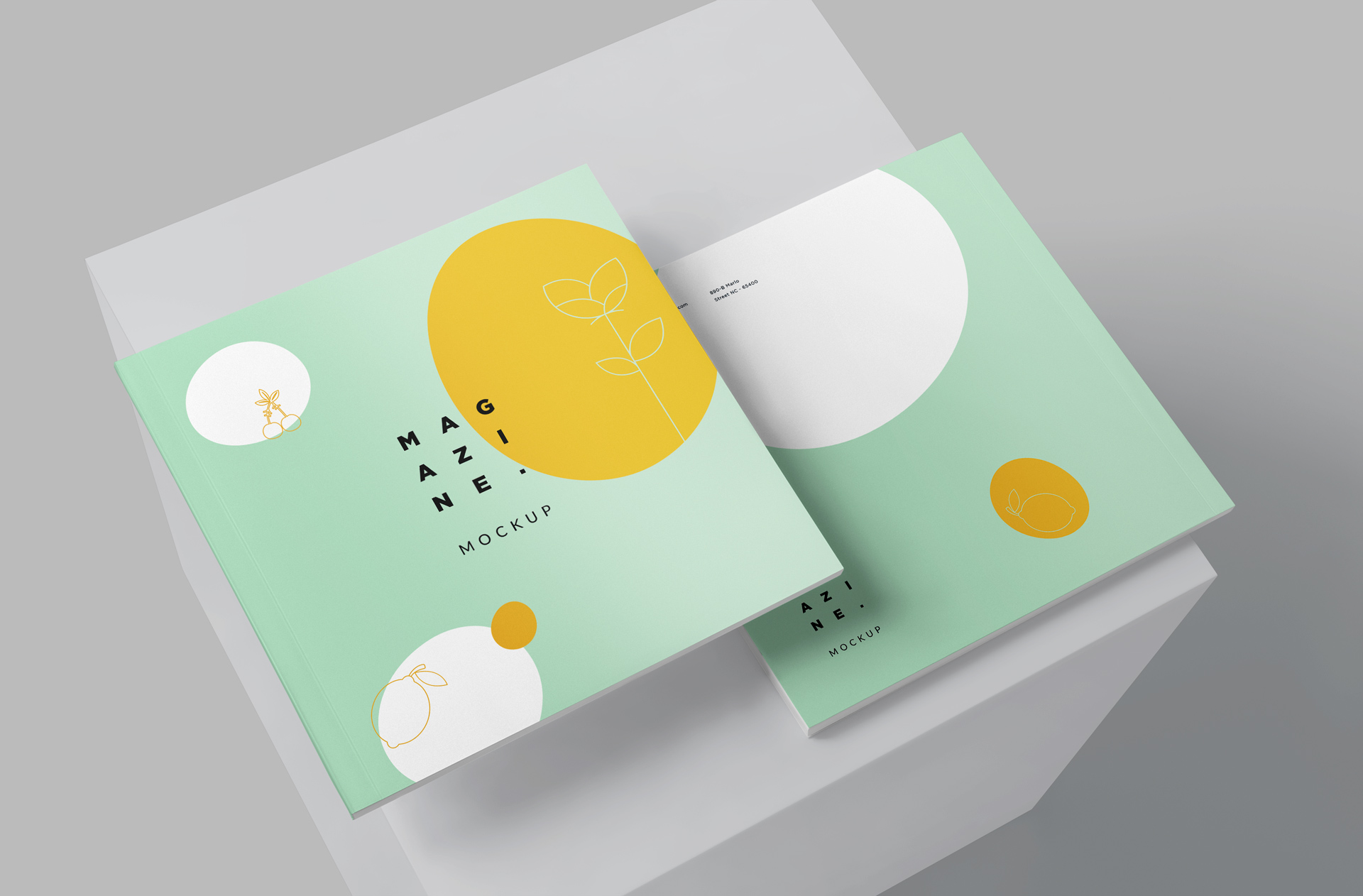 Square A4 Magazine Mockup with Front and Back Cover