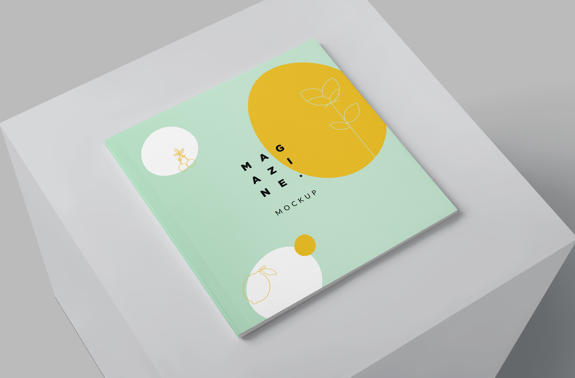 Minimal Square A4 Magazine Mockup with Cover